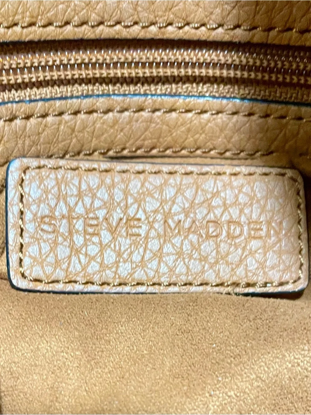 Steve Madden Cognac Pebbled Leather Hobo Shoulder Bag